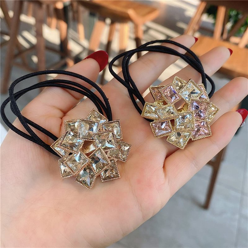 Xiwstar 4Pcs Elegant Women Girls Hair Scrunchies Headband Crystal Rhinestone Hair Bands Ties Accessories Ponytail Holder