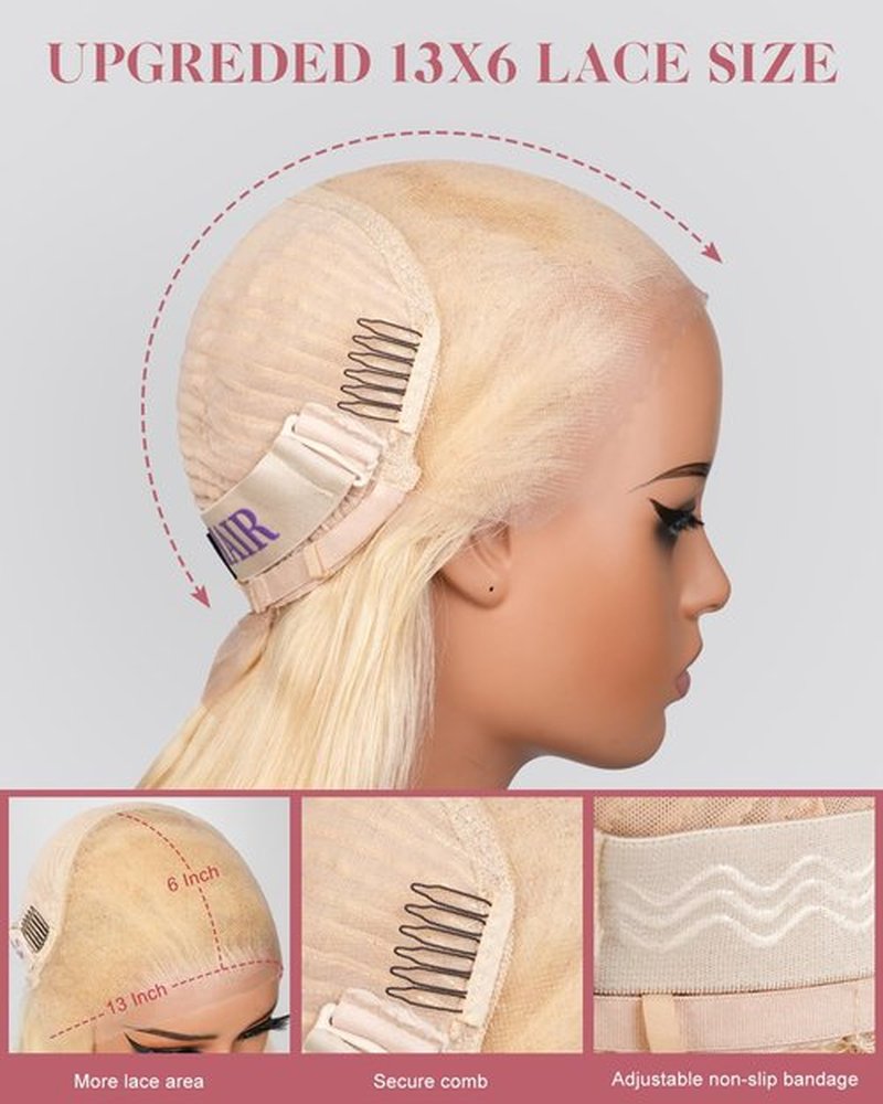 Alididi 613 Blonde Bob Wig Human Hair Straight 13x6 Transparent Lace Front Wigs Human Hair Pre Plucked Glueless Short Bob Wig human hair 180% Density 613 bob wigs for black women 10 Inch