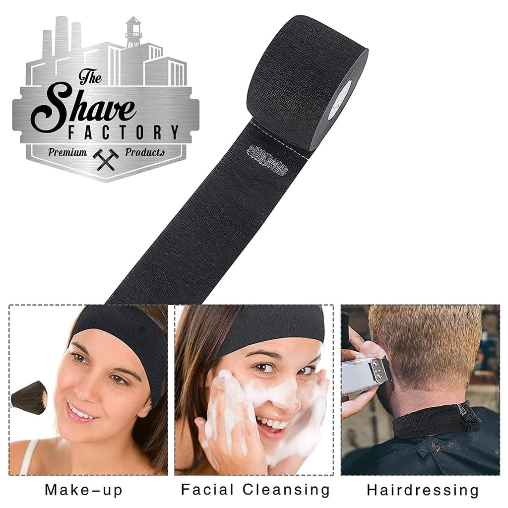 The Shave Factory Neck Strip, Disposable Barber Neck Band (2 Rolls, Black)