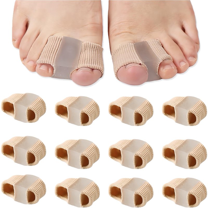 Whycalon 12 Packs Gel Toe Separators for Overlapping Toes, Toe Spacers for Bunions Bunion Corrector for Women and Men, 2 Loops Bunion Corrector for First Two Toes