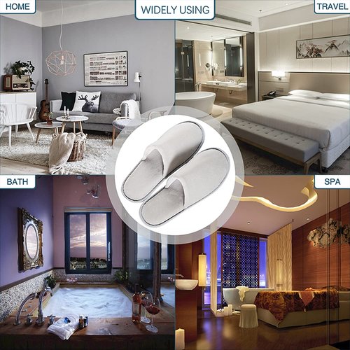 OSTADARRA 6 Pairs Spa Slippers, Non Slip Disposable For Guest, Washable Reusable, Which Can Be Used As Women Men, House, Indoor, Bathroom, Bedroom, Hotel, Bride Slippers