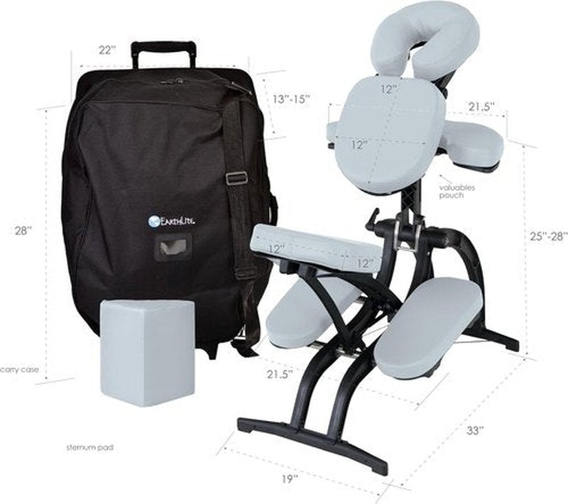 Earthlite Portable Massage Chair Avila II - Premium Folding Spa & Tattoo Chair with Rolling Carry Case