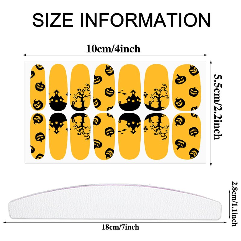 WOKOTO 20 Sheets Self-Adhesive Nail Polish Stickers Decal Tips with 1Pc Nail File Nail Strips Christmas Halloween Manicure Design for Women