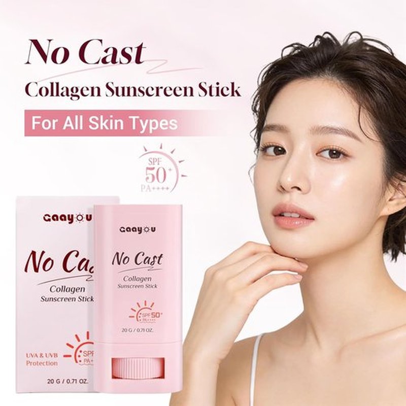 Skiennix No Cast Sunscreen Stick - SPF PA50++++ Collagen Formula for Soothing Moisture | Matte Finish for Face & Body