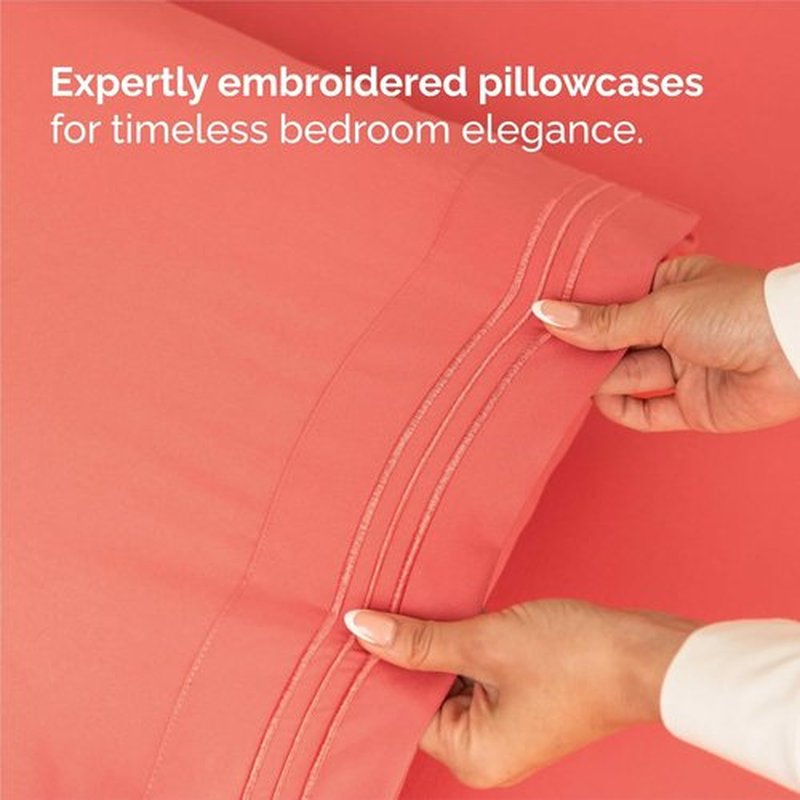 King Size 4 Piece Sheet Set - Ultra-Soft Cooling Bedding for All Ages - Deep Pockets | Oeko-Tex Certified - Coral