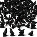 Yalikop Miniature Crow Figurines - 40 Pcs Black Resin Ravens for Dollhouse & Garden Decor
