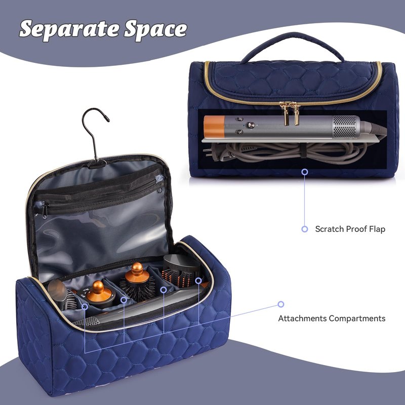 ZRSUN Travel Case for Dyson Airwrap Complete Styler, Portable Padded Storage Bag with Hanging Hook, Fits All Dyson Airwrap Models & Attachments, Blue