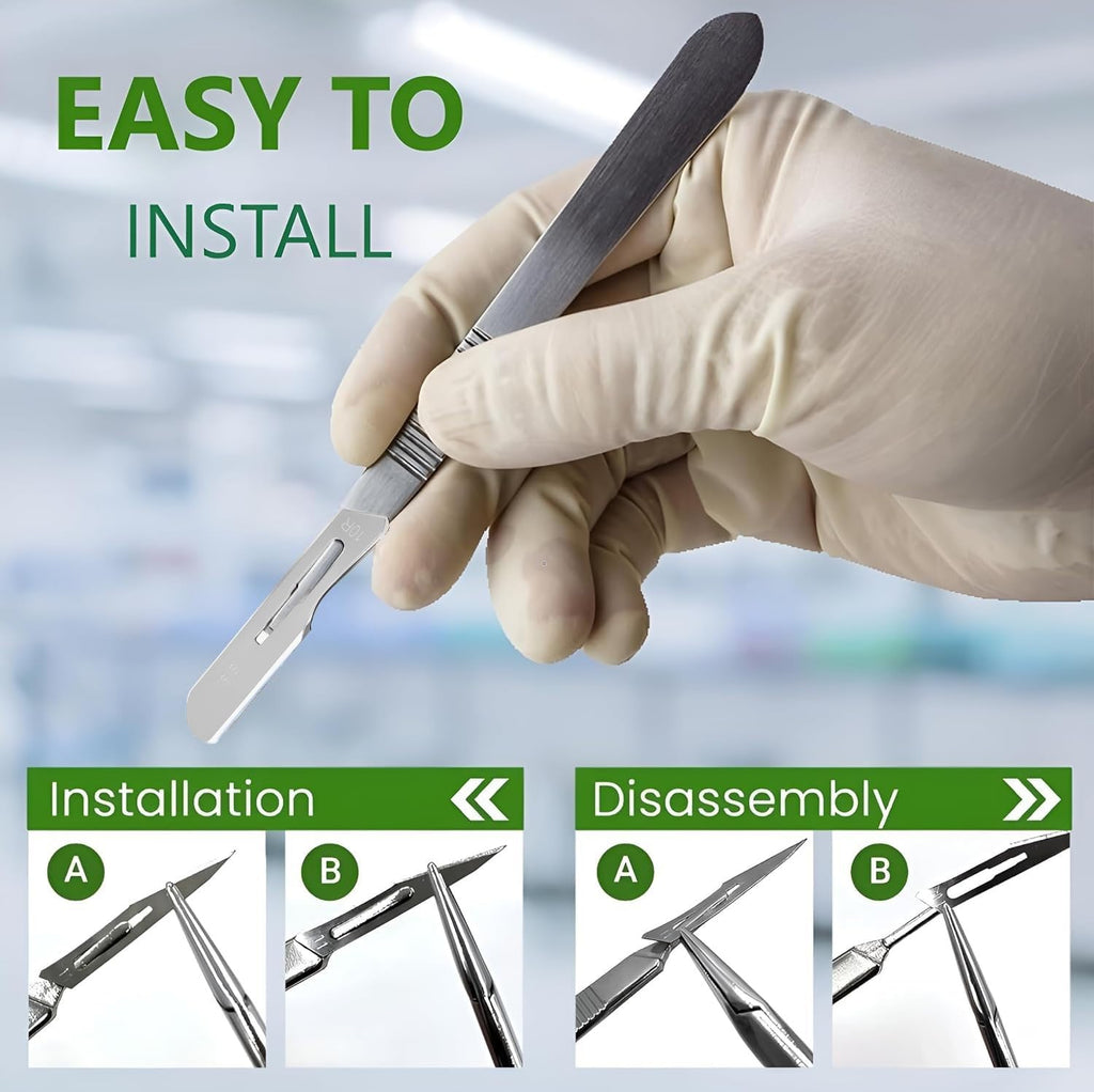 10R Dermaplaning Blades for Face, Sterile Surgical Stainless Steel Scalpel for Exfoliation & Peach Fuzz Removal, Individually Packed Box of 100, Professional Grade