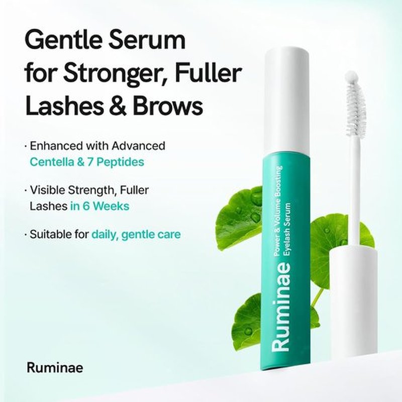 Korean Eyelash Growth Serum - Eyebrow Enhancer for Thicker, Longer Lashes | Biotin & Peptides | 0.3 fl oz
