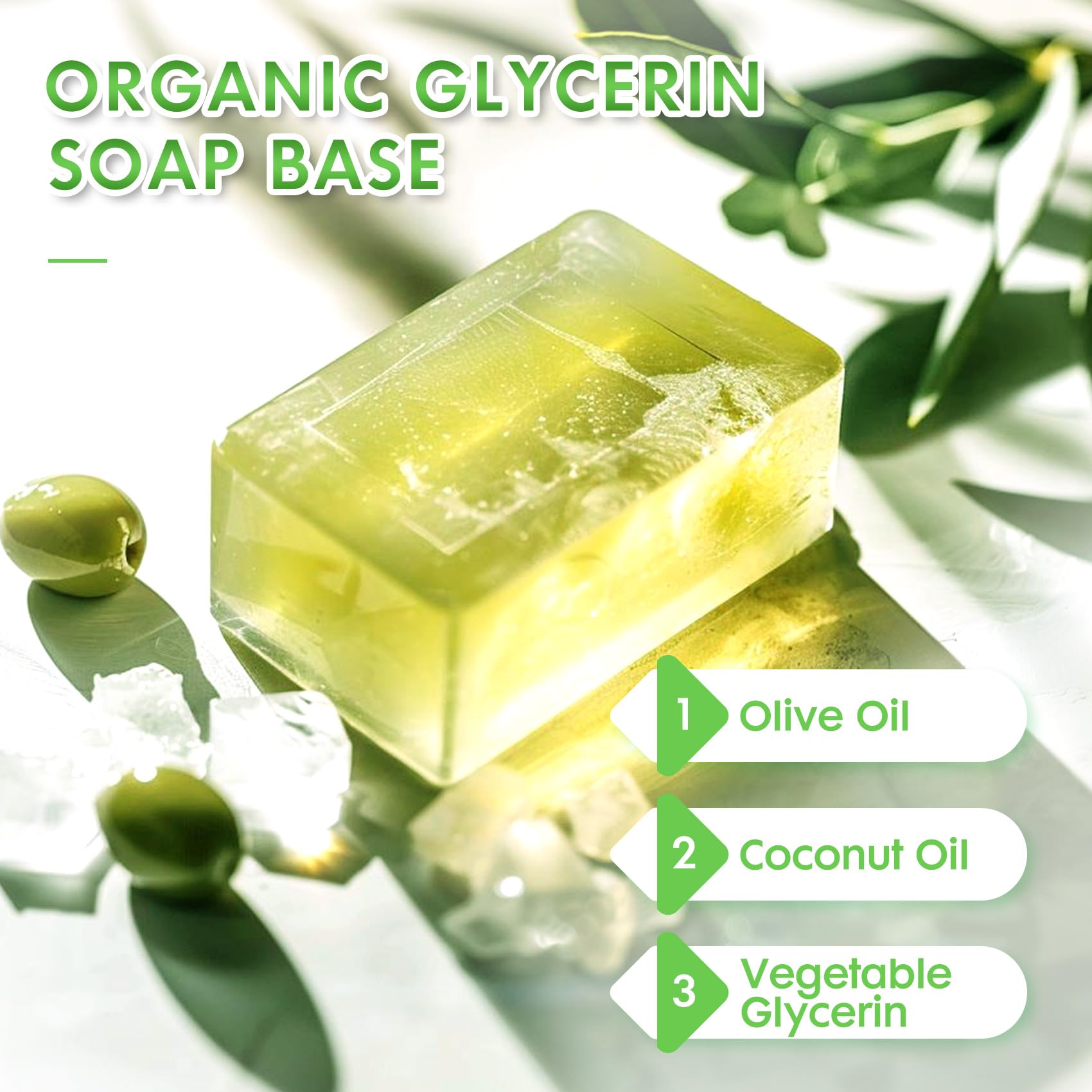 EDSRDRUS 2 LB Glycerin Soap Base Pre-Cut Moisturizing Natural Base Melt and Pour DIY Handmade for Crafting Soap Making