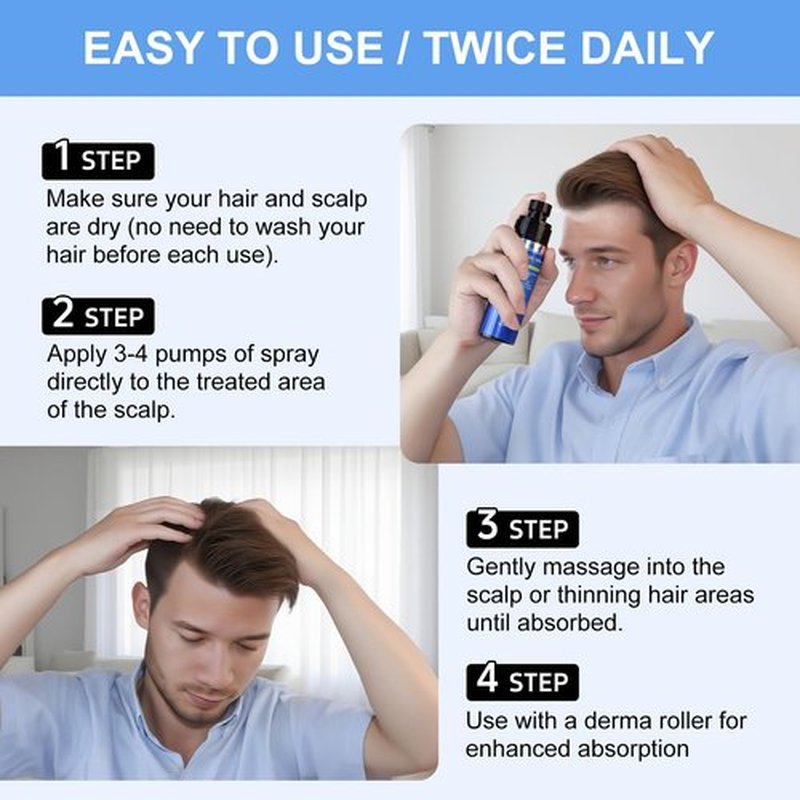 5% Minoxidil Spray for Men and Women-7 pack, Infused with Biotin, Beard Growth, Extra Strength Treatment to Combat Hair Loss and Thinning, and Fuller Hair & Beard (11 Month Supply, Extra Strength)