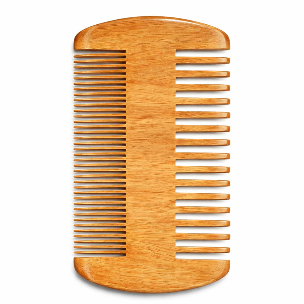 Wooden Beard Comb for Men & Case, Great Mustache Comb for Men, Dual Action Beard & Mustache Comb With Fine & Coarse Teeth, Mens Pocket Wood Comb, Peine Para Barba de Hombre, Fathers Day Gift