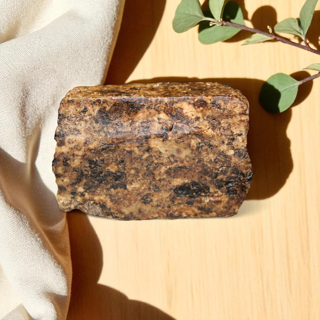 Traditional African Black Soap, Raw Organic Natural Soap Bar, 1 Pound, Handmade in Ghana with Palm Kernel Oil, Cocoa Pod Ash for Face, Body, Hair Care
