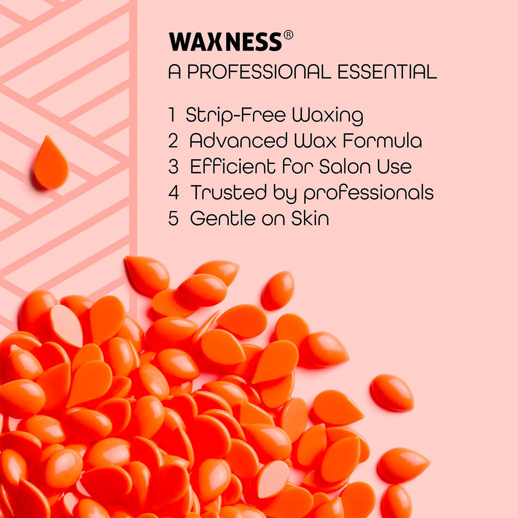 Waxness Tahitian Coral Hard Wax Beads 2.2 lb (1 kg) – Creamy Texture with Strong Grip for Bikini & Coarse Hair, Smooth Application for Sensitive Skin – Made in Italy