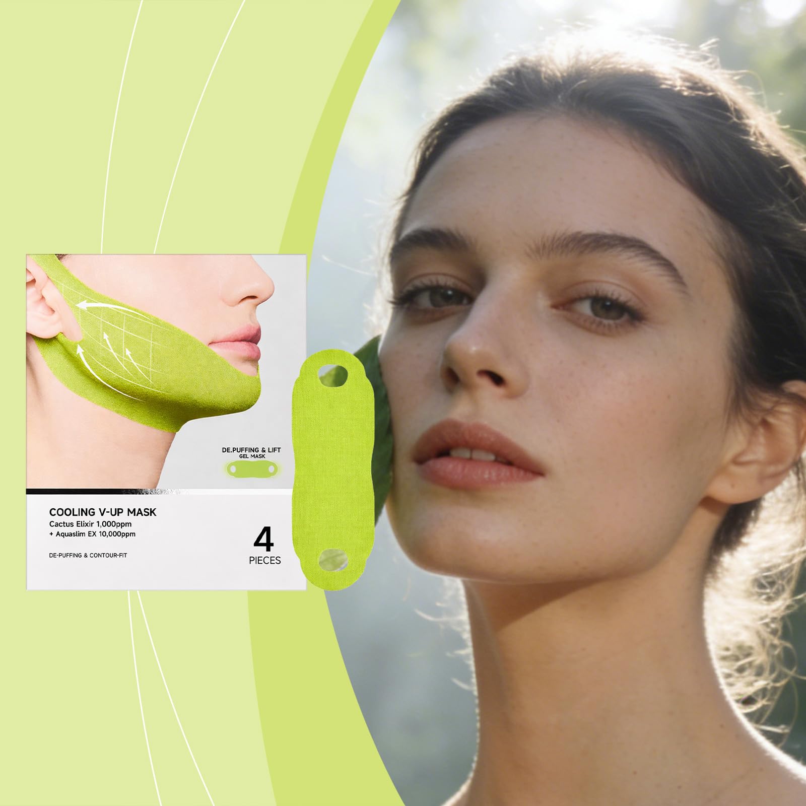 Nascence V-Line Lifting， Cactox Collagen Double Chin Lifting Band for Sagging Jawline & Facial Puffiness Jaw and Chin Lifting Improvement 4 pcs (1 pcs)