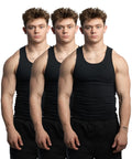 Ekkovision Beaters, Men's Tank Tops, Cotton Spandex Blend Tanks Tops for Men, Comfortable, Durable & Stylish Ribbed Fabric, Ideal Fit for Gym or Casual Wear, 3 Pack, Black, Size Large