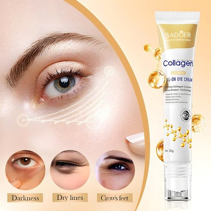 ROUXUN Age Correcting Eye Cream, Anti-Aging Hyaluronic Acid, Collagen Reduce Wrinkles, Dark Circles & Under Eye Puffiness, Lift, Ice Roller For Under Eye Bags And Puffy Eyes