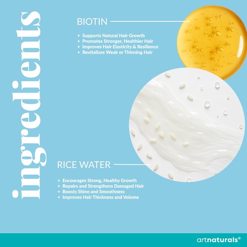 Biotin Rice Water Shampoo and Conditioner Set - Sulfate-Free Formula – Dual Bottle - Made with Collagen, Keratin, and Jojoba to Promote Strength, Shine, and Growth 16 Fl Oz 2 PK
