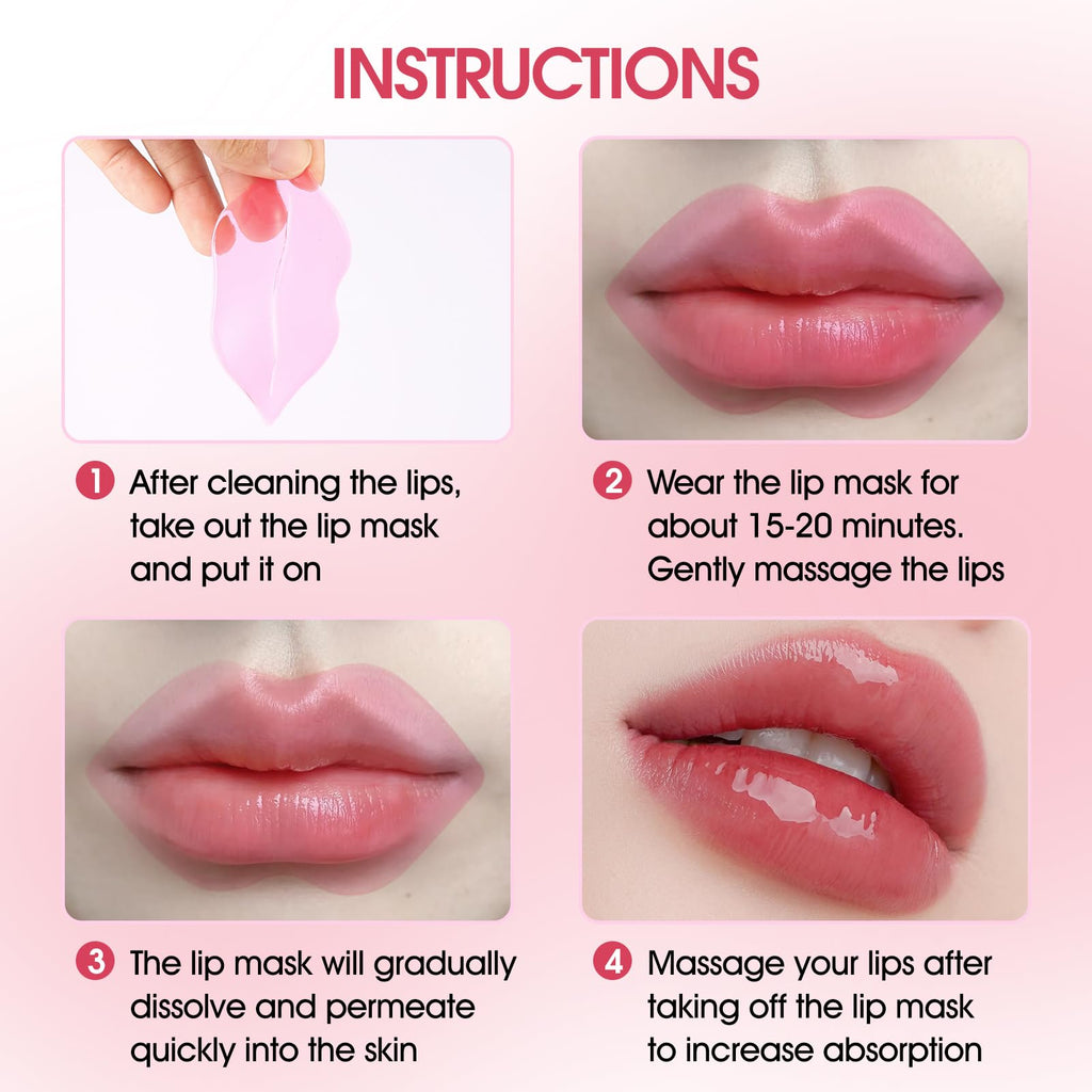 NIYET 30 pieces of Moisturizing Collagen Crystal Lip Mask - Anti-Ageing & Anti Chapped, Reduce lip Wrinkles, Fade Lip Color, Make Skin Smooth (Rose)