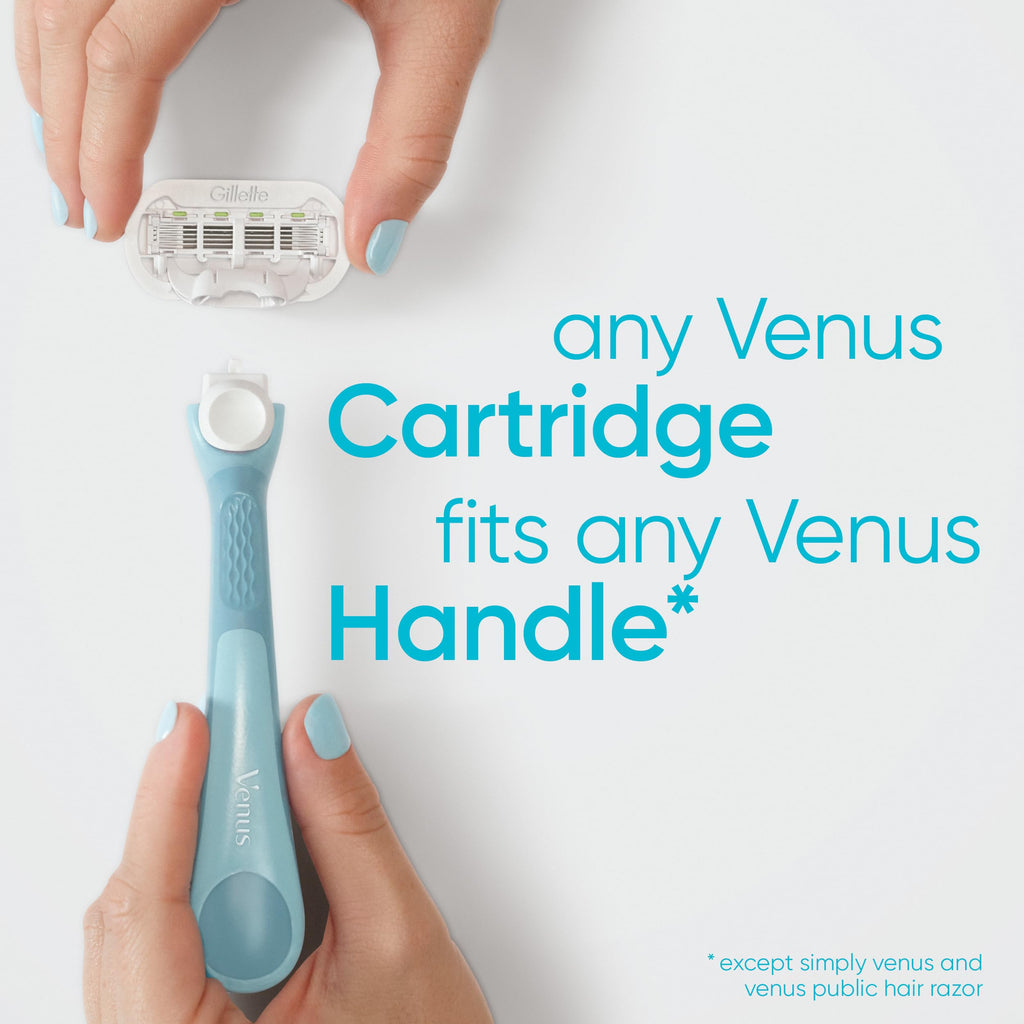 Gillette Venus Extra Smooth Razor for Women, Includes 1 Reusable Razor Handle + 4 Refills, 5-Bladed, Ergonomic No-Slip Gel Handle and Shower Holder