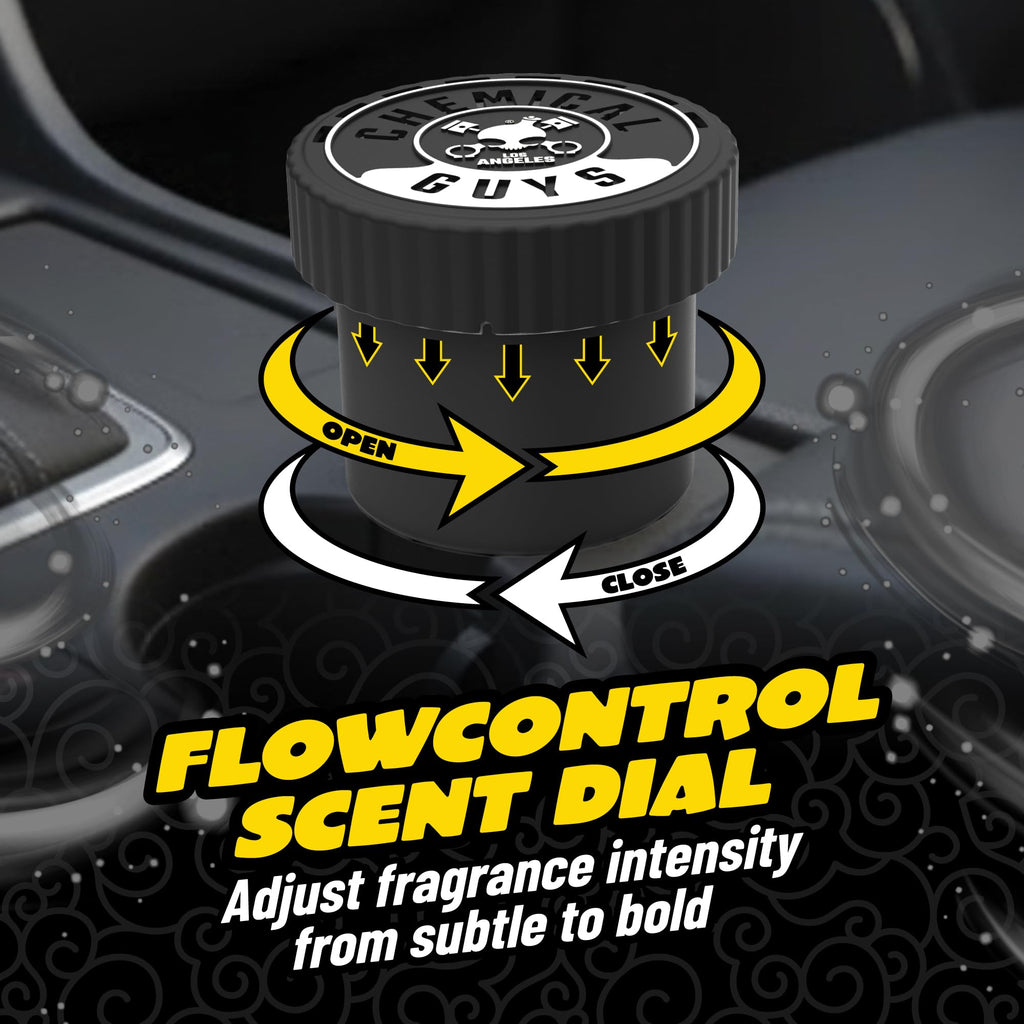 Chemical Guys Black Frost Scent Gel Can Air Freshener, Adjustable Car Air Freshener Gel With Touchless Vent Control For Cup Holder, Under Seat, Office And Home Use - 3 Pack