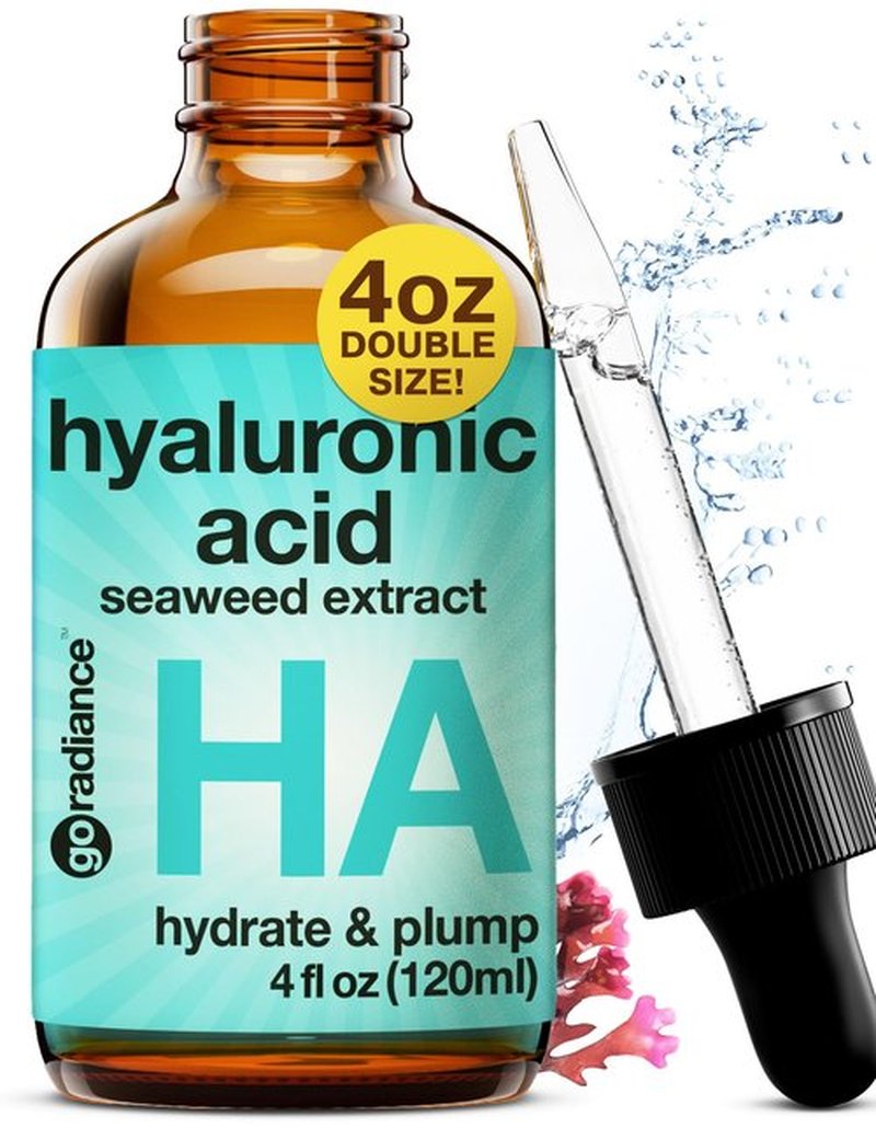 Double Size (4OZ) Hyaluronic Acid Serum for Face 3.5%, Hyaluronic Acid Moisturizer, Hydrating Serum for Face, Moisturizing Hyaluronic Acid Serum with Seaweed and Chamomile, Glow Face Serum for Women