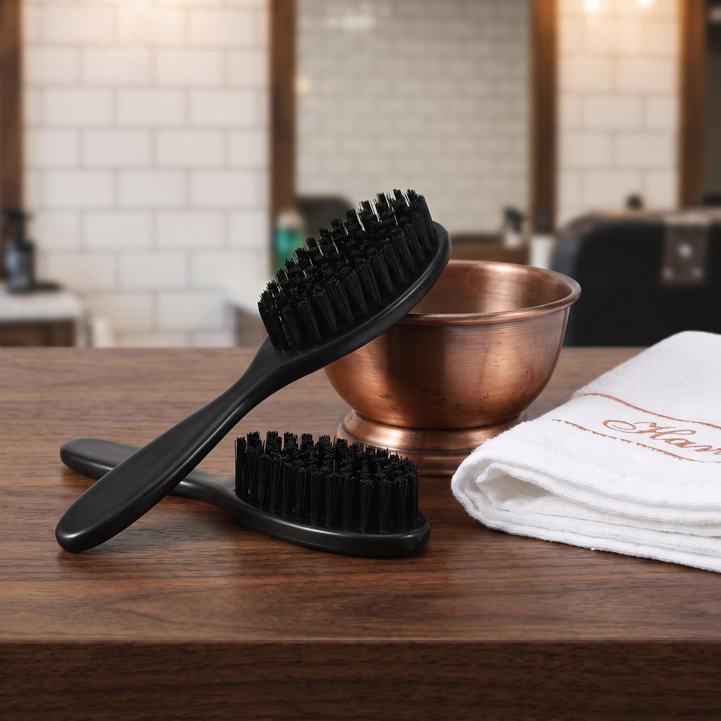 Mikinona Beard Brush 4 Pack Barber Fade Brush for Men Soft Bristle Grooming Beard Shaping Tool Barber Shop Neck Duster for Face Hair Cleaning and Care
