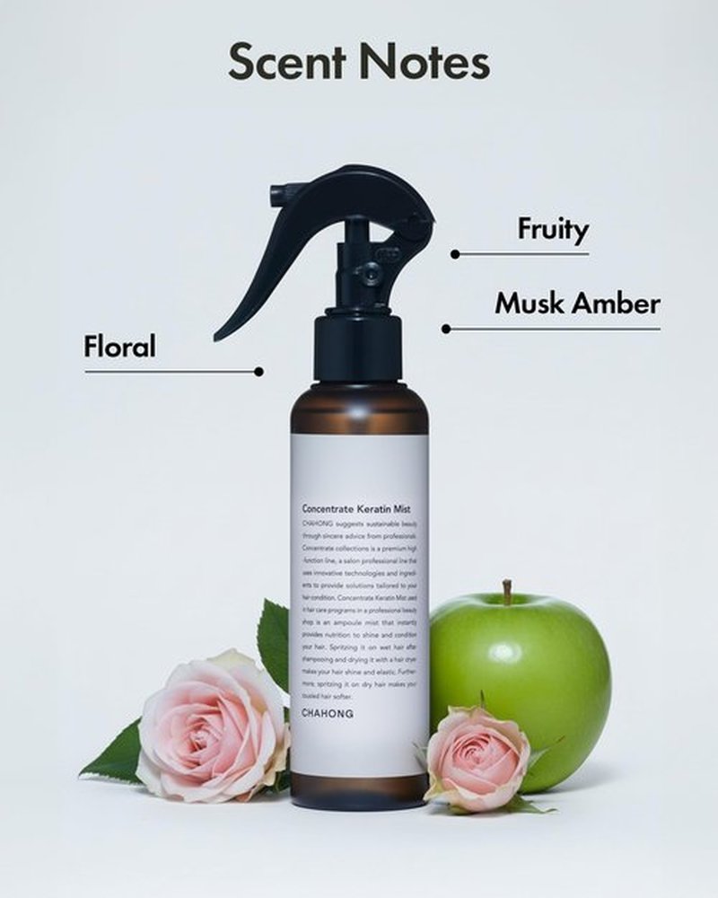 CHAHONG Keratin Hair Repair Mist for Dry Damaged Hair, Professional Salon Keratin Leave-in Spray, Lightweight, Non-Greasy, Adds Shine & Elasticity, Heat & Humidity Defense, Easy to Wash 150ml / 5 oz
