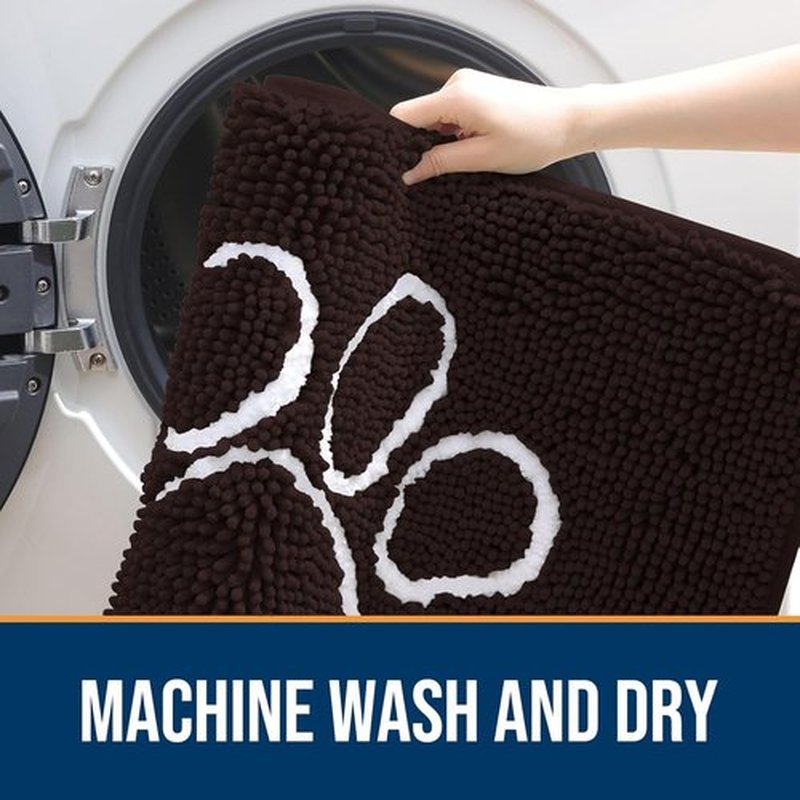 OLANLY Dog Door Mat - Absorbent Non-Slip Mud Mat for Paws | 47x17 Inches, Quick Dry Chenille, Brown