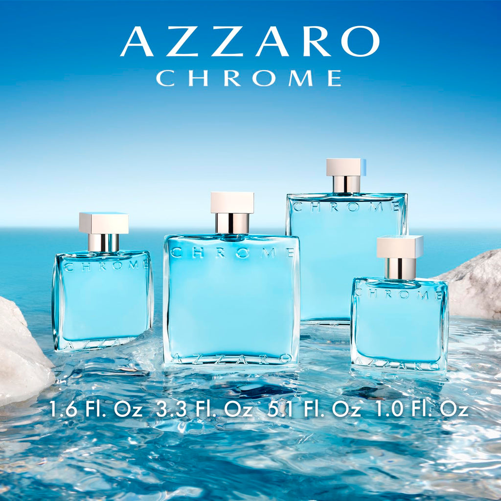 Azzaro Chrome Eau de Toilette - Fresh Aquatic Mens Cologne - Citrus, Woody, Musky Fragrance -Fresh Everyday Wear - Classic Summer Beach Scent - Luxury Perfumes for Men - Value Size, 6.7 Fl. Oz