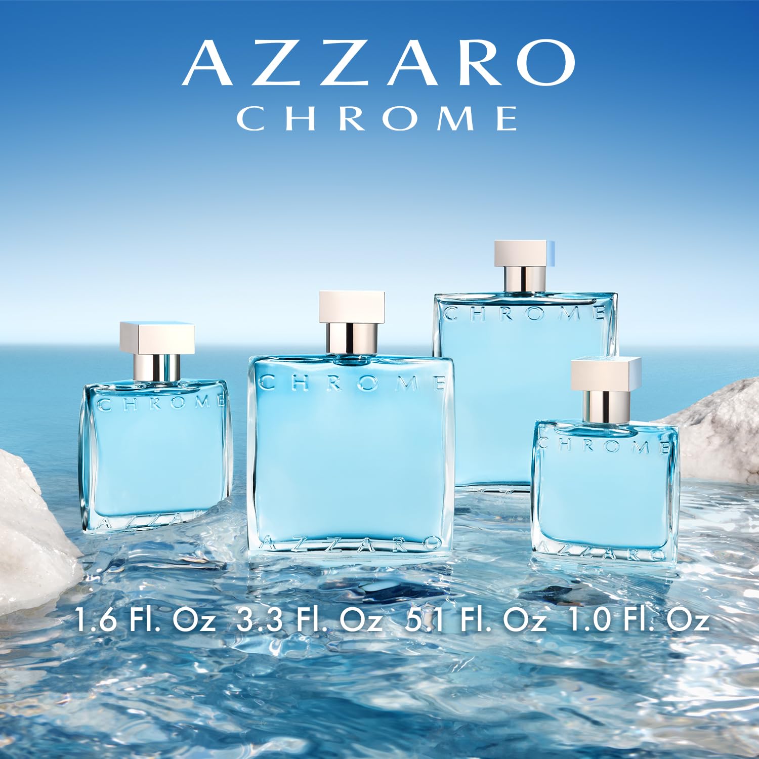 Azzaro Chrome Eau de Toilette - Fresh Aquatic Mens Cologne - Citrus, Woody, Musky Fragrance -Fresh Everyday Wear - Classic Summer Beach Scent - Luxury Perfumes for Men - Value Size, 6.7 Fl. Oz