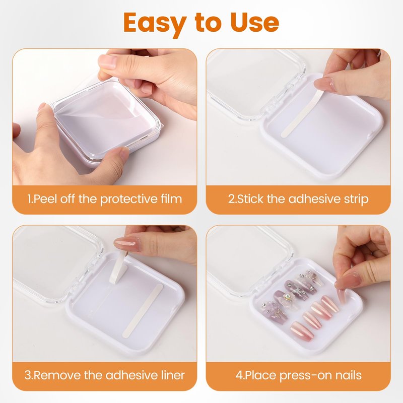 YINGJEE 15 Pcs Press On Nail Packaging Box Press on Nail Storage Box for Press Ons with 90 Pcs Adhesive Double Sided Tape for Fake Nail Storage Case Nail Display Nail Salon Supplies (White)