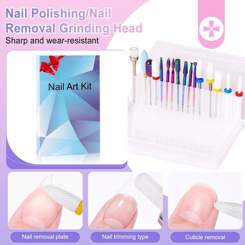 16pcs Nail Drill Bits Sets, 3/32 Inch Cuticle Electric Nail File and Ceramic Acrylic Gel Nail Bit Kit Acrylic Nail Tools for Manicure at Home Salon