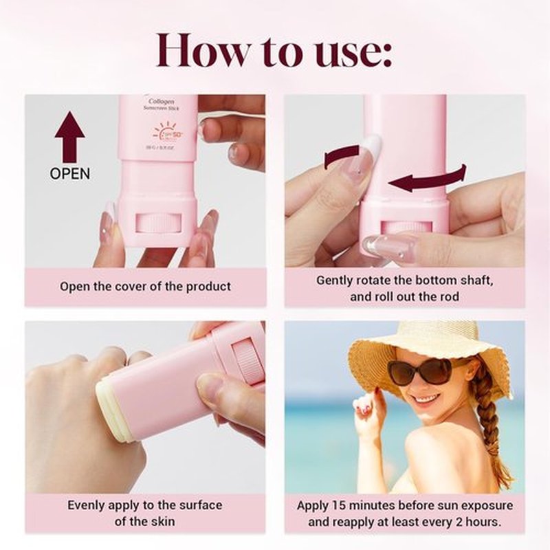 Skiennix No Cast Sunscreen Stick - SPF PA50++++ Collagen Formula for Soothing Moisture | Matte Finish for Face & Body