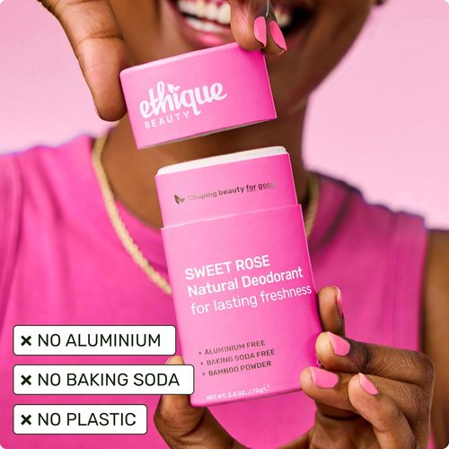 Ethique Beauty Sweet Rose Deodorant Stick - Aluminum-Free, Vegan & Eco-Friendly | 2.5 oz
