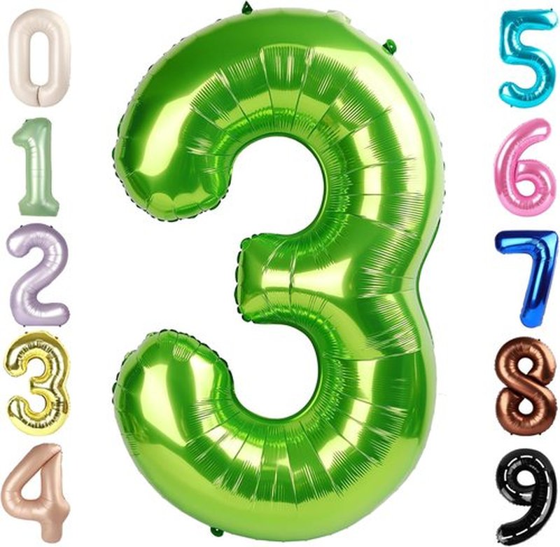 Numbers Balloon - 40 Inch Large Light Green 3 for Three Year Old Birthday Decor | Party Decorations