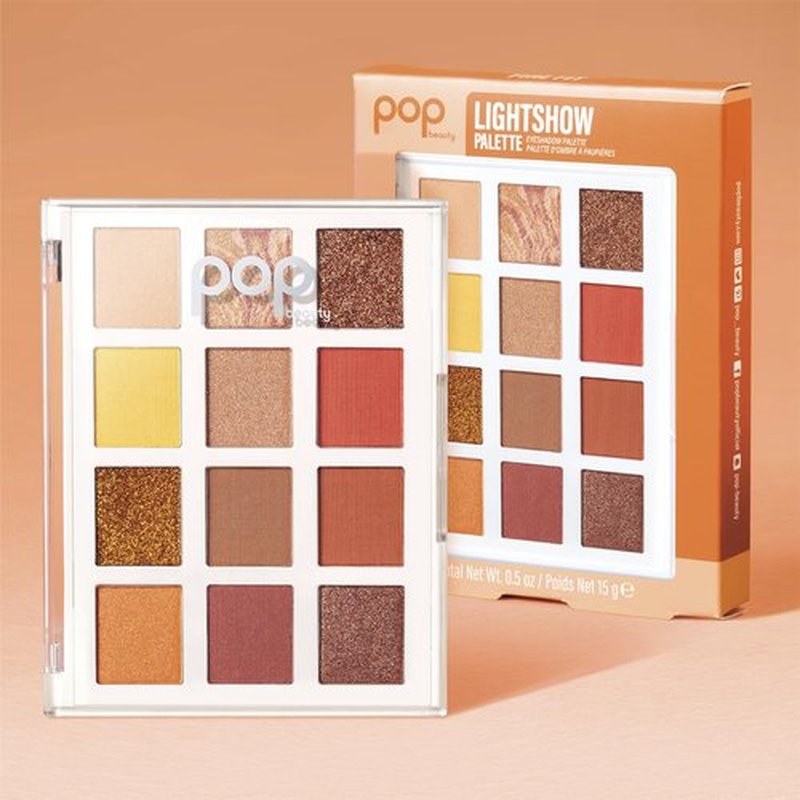 POP Beauty LIGHTSHOW Palette - Fire Fit | 12 Richly-Pigmented Eyeshadows in Matte, Metallic, Satin & Glitter Finishes