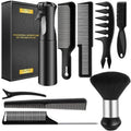 DUAIU 9Pcs Hair Comb Set, Professional Barber Combs for Hair Cutting and Styling - Premium Grade Hair Spray Bottle Neck Duster Barber Brush Set, Taper Texture Clipper Comb Tools for Men Boys