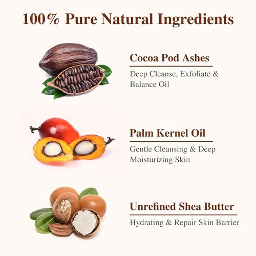 African Black Soap - 100% Pure & Natural | With Raw Shea Butter & Cocoa Pods Ash for Acne & Eczema Relief - 1 LB (16 oz)