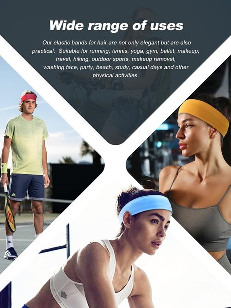 DRESHOW 16 Pcs Sports Headbands for Women Non-Slip Stretchy Fashion HairBand Curly Hair Headband Soft Hair Accessories for Daily Wear Workout Yoga Running