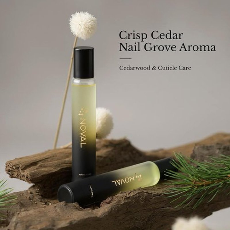 NOVAL Cuticle Oil Roll-On for Men & Women - Travel Size Cedar Scent Nail Care Serum with Jojoba Oil
