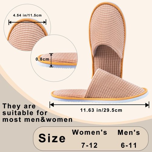 jeuhut Disposable Spa Slippers for Guest, 6 Pairs Non Slip Washable Reusable Unisex for Women Men, Indoor House Hotel Bathroom Bedroom Wedding Travel