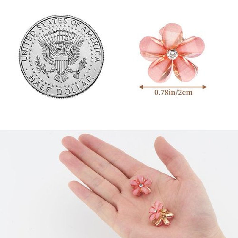 QIUTIMIY Small Flower Hair Clips for Women 16PCS Colourful Mini Crystal Flower Claw Clips for Thin/Thick Curly Hair Non Slip Bangs Pins(16PCS-Style 6)