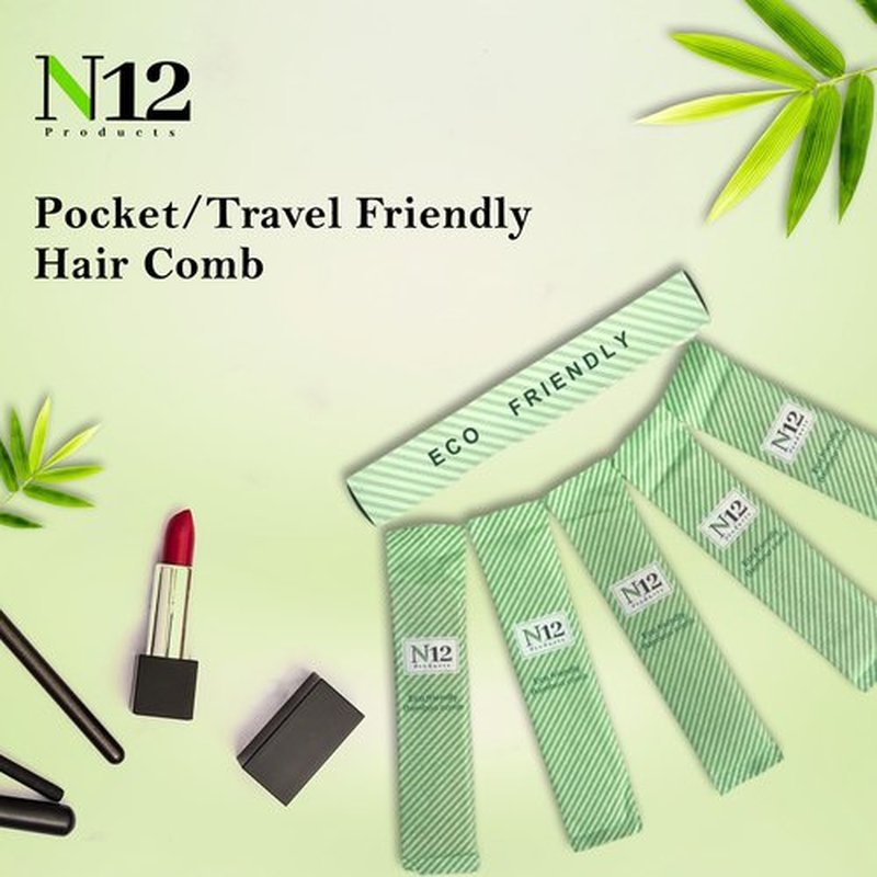 N12 Products 5 Bamboo Wood Pocket Beard Comb Set of 5, 100% Natural wooden combs for Beard, Hair, Mustache, Men & Women, Travel-Friendly, Eco-Friendly Grooming Solution