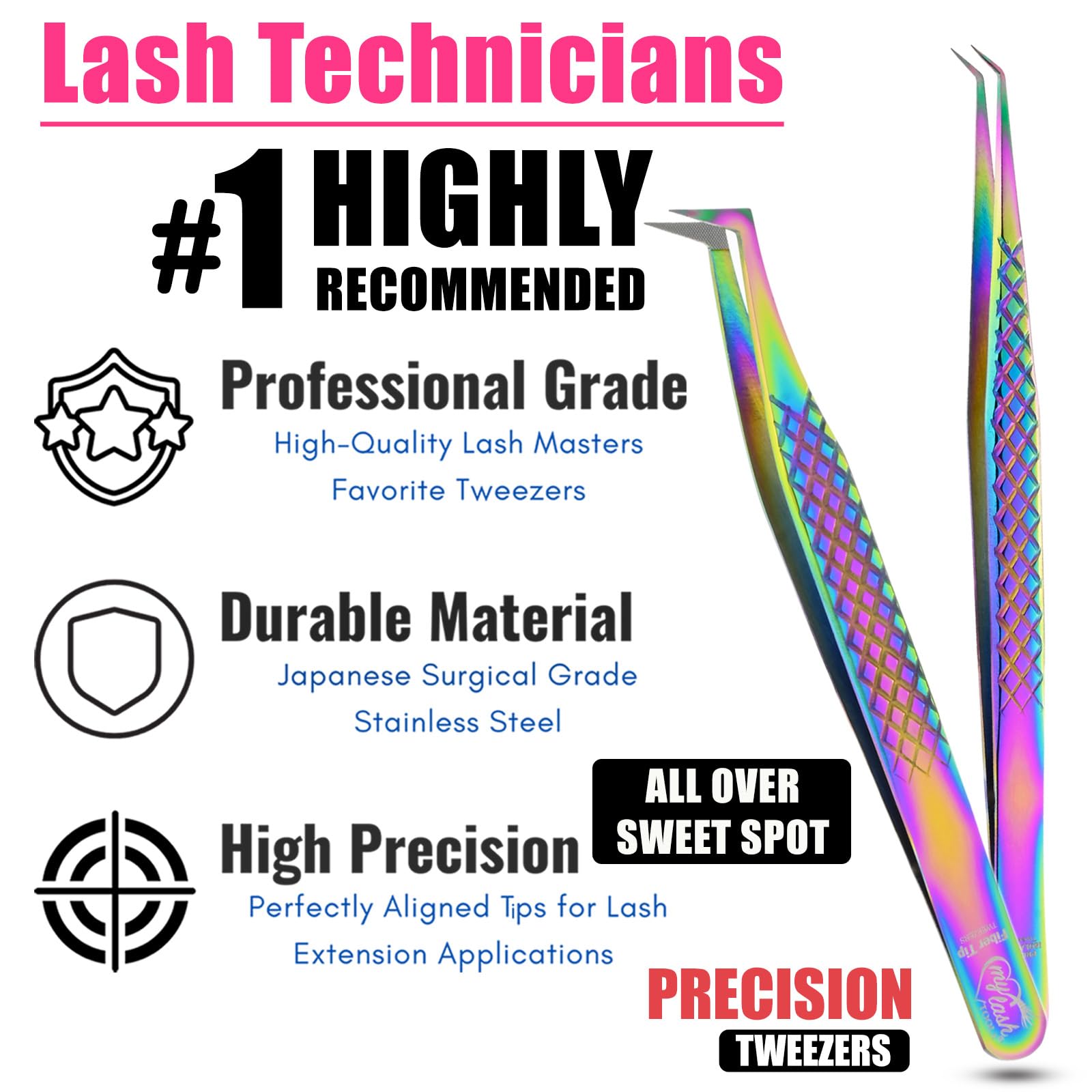 2pcs Fiber Tip Lash Tweezer Set – Fine Axe Tip Volume Boot Tweezer & Isolation Tweezer, Precision Eyelash Extension Tools, Stainless Steel, Non-Slip Grip for Classic, Mega Volume Lashing (Multi)