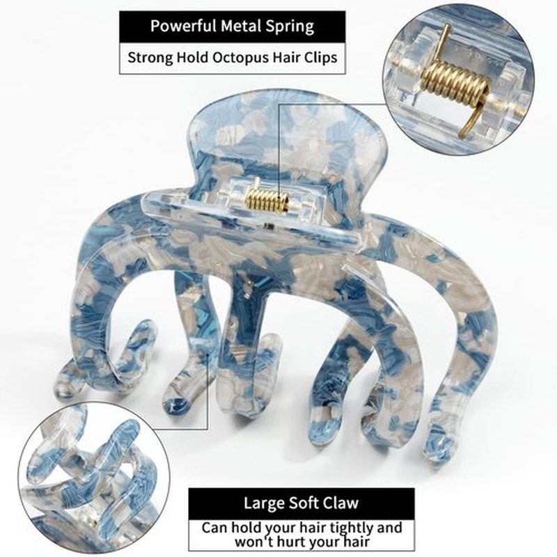 Bgffuy Extra Large Octopus Claw Clips for Thick & Long Hair - Non-Slip Strong Hold Unbreakable Jumbo Hair Accessories, Cute Stylish Ideal Gift for Women 3 PCS