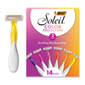 BIC Soleil 3 Colors Women's Disposable 3-Blade Razors, Aloe Vera Strip, College Dorm Room Essential, Shower Caddy and Toiletry Bag Ready, 14-Pack