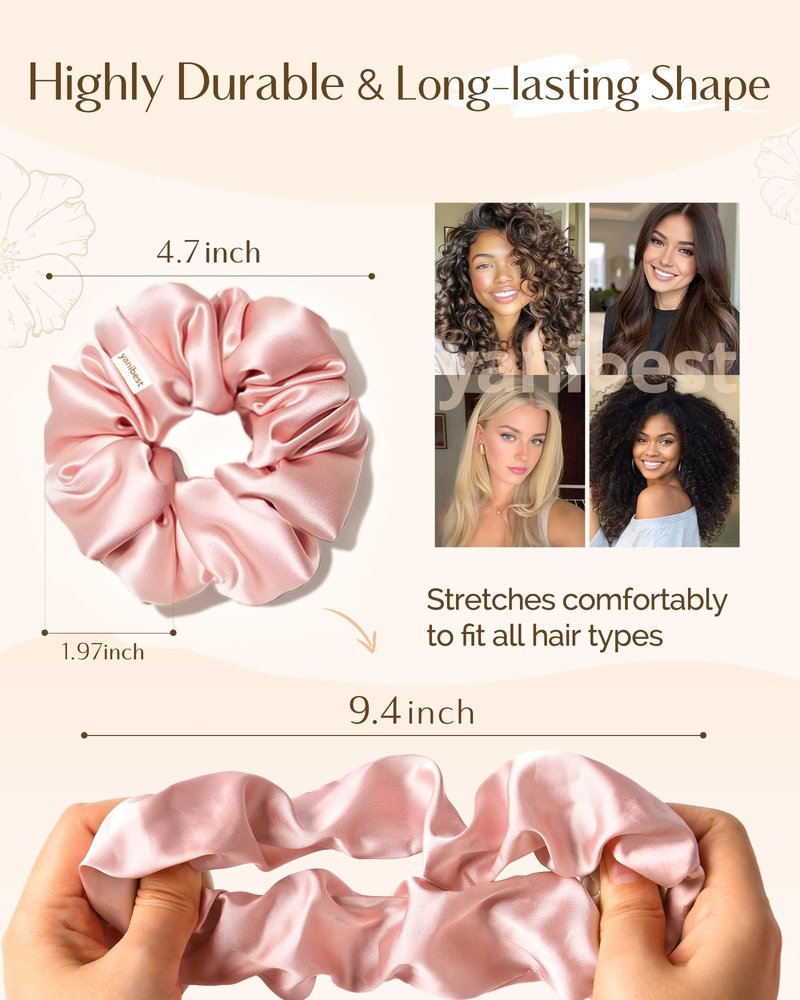 Yanibest 8 Pcs Satin Scrunchies - Silk Scrunchies Ponytail Holders,Soft Satin Hair Ties No Damage,Hair Accessories for Women