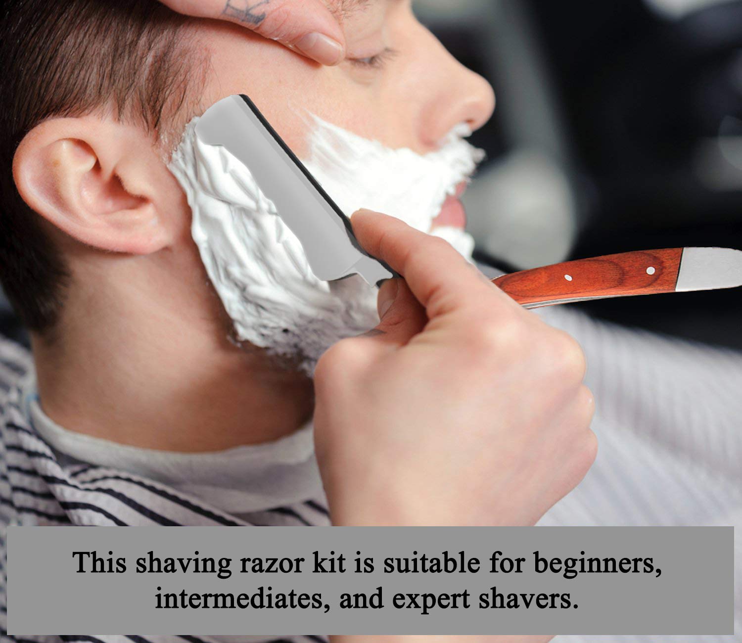 Professional Straight Razor Kit With Strop, Shaving Brush, Leather Strop - Barber Edge Razor Navaja de Barbero
