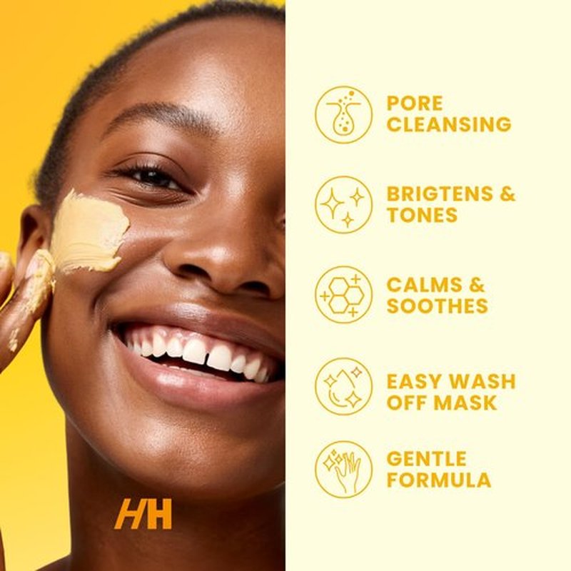Handmade Heroes Vitamin C Turmeric Clay Mask – Facial Treatment Mask for Brightening Dark Spots, Detoxifying & Radiance – Deep Pore Cleansing for Dull, Uneven Skin